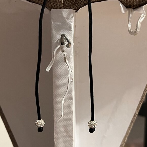 Pink/Peach Rhinestone Heart necklace on Black Rope Chain - Picture 5 of 5